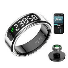 (Silver, 11) COLMI R12 Smart Ring with Touchscreen and Wireless Charging