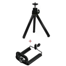 (black) Universelt mini-bordstativ for iPhone/DSLR - Teleskopisk, fleksibelt stativ med 2 seksjoner