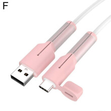 (Pink) 25-26 Silikonowy pokrowiec ochronny na kabel ładujący z zabezpieczeniem przed zerwaniem, pokrowiec na kabel danych