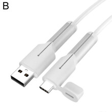 (White) 25-26 Silikonowy pokrowiec ochronny na kabel ładujący z zabezpieczeniem przed zerwaniem, pokrowiec na kabel danych