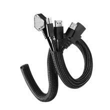 (Black) Osłona kabla w oplocie, odporna na ciepło, do motocykli, komputerów, telewizorów i elektroniki, czarna