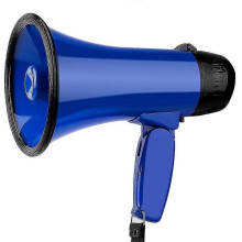 (Blue) Megafono portatile da esterno da 25 W, altoparlante ad alta potenza, tromba a soffio 26-27s