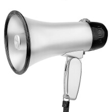(Silver) Megafono portatile da esterno da 25 W, altoparlante ad alta potenza, tromba a soffio 26-27s