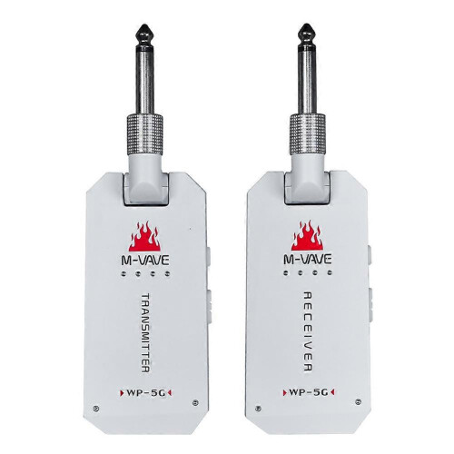 (White) M-VAVE WP-5G 5.8G Rechargeable Wireless Transmitter Receiver for Guitar Amplifier Black