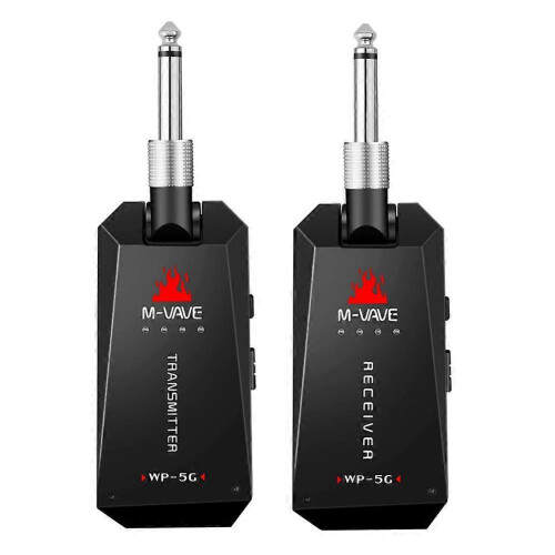 (Black) M-VAVE WP-5G 5.8G Rechargeable Wireless Transmitter Receiver for Guitar Amplifier Black