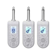 (White) Ricetrasmettitore wireless per pickup per chitarra 2.4G Plug Play per interfaccia audio da 6,35 mm Elec Instr B