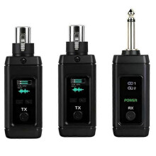(Black, 1 To 2) UHF Wireless Mic TX RX System XLR Adapter for Dynamic Mic Guitar Audio Mixer PA System A
