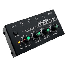 (Black, Eu plug) 4-kanałowy miniaturowy wzmacniacz stereo HA400+ Ultrakompaktowy dźwięk z zasilaczem UE