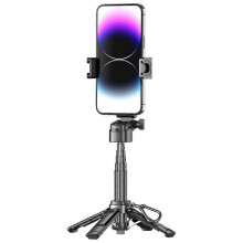 (White) P25T Mini Zoom Selfiestang Firedobbelt Uttrekkbar Anti-Shake Bluetooth Fjernkontroll