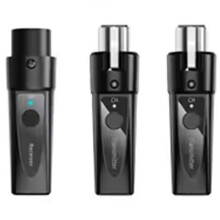 (Black, 1 Tray 2) Sistema microfonico wireless XLR a 2,4 GHz con trasmettitore, ricevitore e adattatore audio ricaricabile A