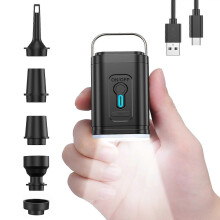 (Black) Portable Rechargeable Mini Wireless Electric Air Pump for Inflatables Vacuum Storage Bag Camping Air Mattress Inflator Deflator