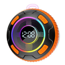 (Orange color) Bluetooth Speaker S5 IPX7 Waterproof ENC Built-in Mic 10 Hours Shower Subwoofer Black