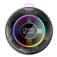 (Black) Bluetooth Speaker S5 IPX7 Waterproof ENC Built-in Mic 10 Hours Shower Subwoofer Black