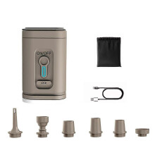 (Khaki) Portable Rechargeable Mini Wireless Electric Air Pump for Inflatables Vacuum Storage Bag Camping Air Mattress Inflator Deflator