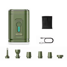 (Green) Portable Rechargeable Mini Wireless Electric Air Pump for Inflatables Vacuum Storage Bag Camping Air Mattress Inflator Deflator
