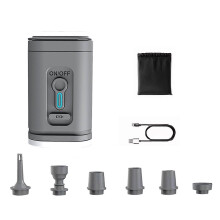 (Grey) Portable Rechargeable Mini Wireless Electric Air Pump for Inflatables Vacuum Storage Bag Camping Air Mattress Inflator Deflator