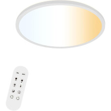 Lámpara de Techo LED Panel Regulable Moderna con Mando a Distancia Blanco 42 cm — plafón dormitorio