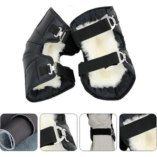 Motorcycle Knee Warmers Windproof Pad Sleeve Protector Winter Riding 1set black 1