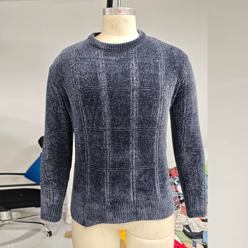 Men's sweater solid color long sleeve round neck S 2