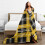Yellow Black Plaid Fleece Throw Blanket 80"x60" 6