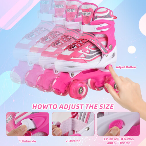 Kids roller skates adjustable size 5-12 2