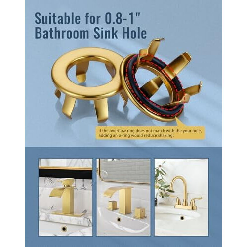 Sink Overflow Ring Brushed Gold 2 Pack Brass 1
