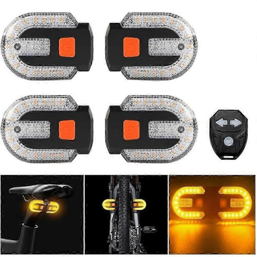 4Pcs Bicycle Turn Signals with Alarm Remote Control Integrated Tail Light Waterproof Str 1