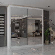 Modern Double Mirrored Sliding Wardrobes White 120cm