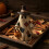 (A) Lighted Patchwork Ghost Figurine with Pumpkin Lantern Halloween Tabletop Lamp Ornament 11