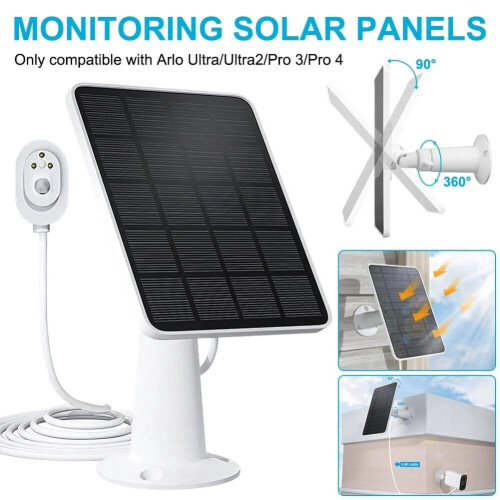 Solar Panel Charger for Doorbell Camera Compatible with 1