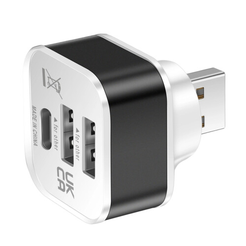 USB-mannetje naar 2 USB-vrouwtje Type C vrouwelijke-Zwart
