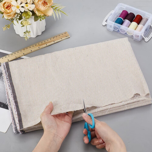 Geweven gestreepte stof, beige, 2 meter 2
