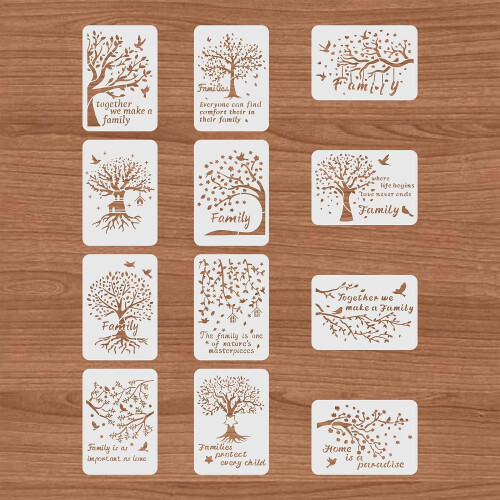 Set de șabloane din plastic Copacul Vieții, 12 buc., 30x20 cm 2