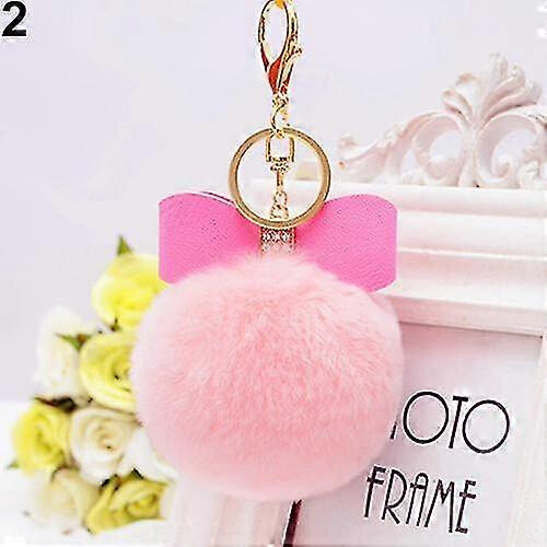 Merryso Fashion Τσάντα με Γούνα Κουνελιού από Γούνα και Μπάλα, Μπρελόκ γι