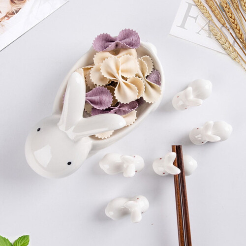 Rabbit-shaped chopstick rest set kitchen accessory 1