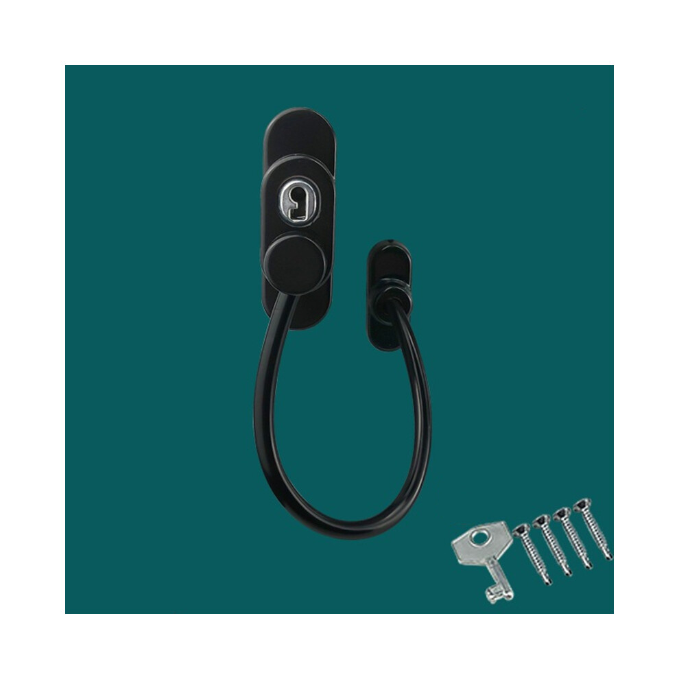 (Black) Flexible Window & Door Cable Restrictor Ventilator - Child Safety & Security Lock 113121538670