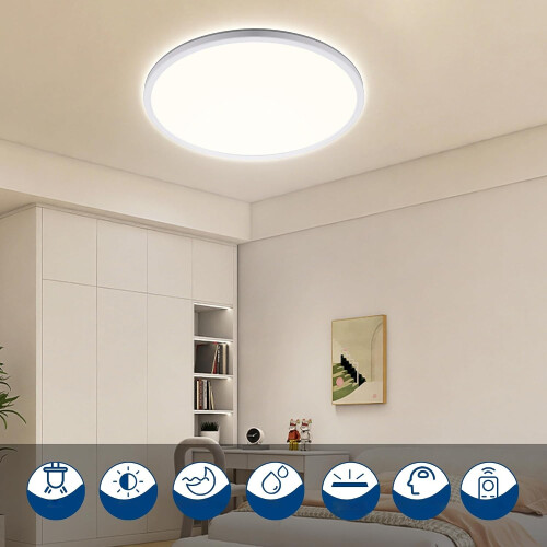LED Ceiling Light Panel Dimmable Modern Remote Control White 42 cm — bathroom light fixture, flush mount lamp 1