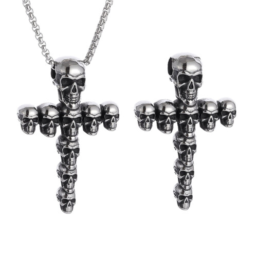 Collier avec pendentif croix de crâne Vintage,-Pendentif unique 1
