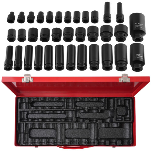35pcs 1/2 inch Deep Impact Socket Tool Set Drive Strumento Presa di impatto Kit 2