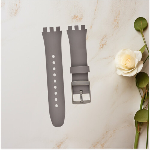 Premium Silikon Swatch Uhrenarmband Ersatz Grey 19 mm 2
