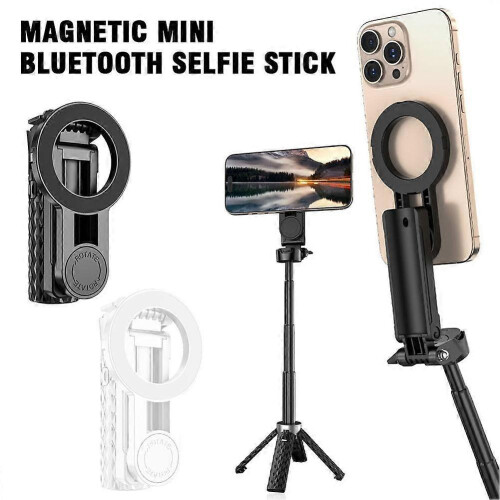 (White) Universal Foldable Extendable Wireless Bluetooth Selfie Stick Tripod for iPhone 1