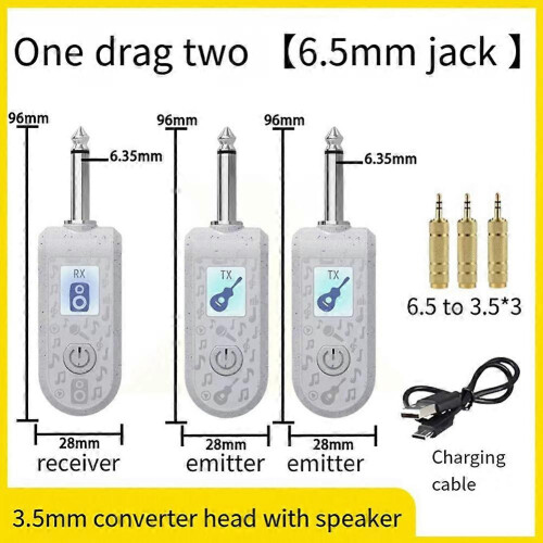 (White) 2.4G Wireless Guitar Pickup Transceiver Plug Play for 6.35mm Audio Interface Elec Instr B 1