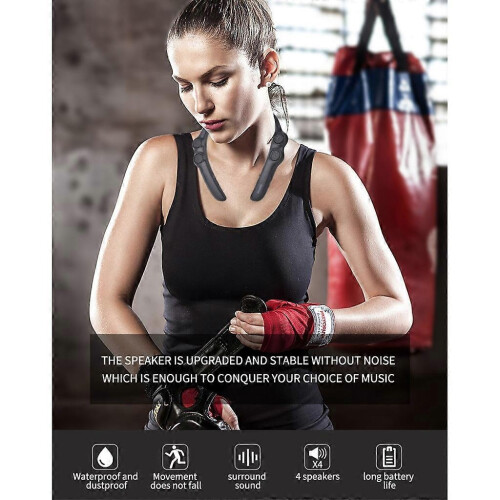 (Black) 9D Bluetooth Wireless Stereo Neckband Speaker Wearable 2