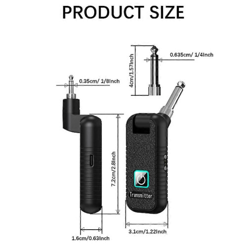 (Black, 1 To 1) 2,4 GHz oppladbar trådløs gitarsystem sender/mottaker 1 til 1 1
