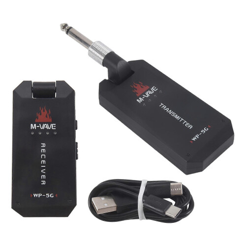 (Black) M-VAVE WP-5G 5.8G Rechargeable Wireless Transmitter Receiver for Guitar Amplifier Black 1