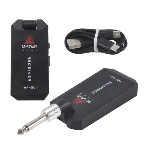(Black) M-VAVE WP-5G 5.8G Rechargeable Wireless Transmitter Receiver for Guitar Amplifier Black 2