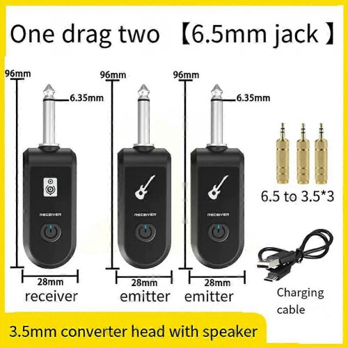 (Black) 2.4G Wireless Guitar Pickup Transceiver Plug Play for 6.35mm Audio Interface Elec Instr B 1