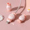 (Pink White) 1 Pair Silicone Candy Non-Slip Universal Charger Cable Protector Data Wire End Cover 5