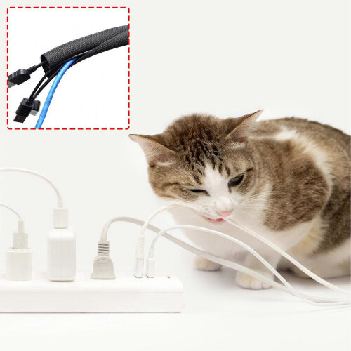 (3 meters) Self-Wrapping Heavy Duty Pet Cord Sleeve Guard Chew Proof Cable Protector 6m 1