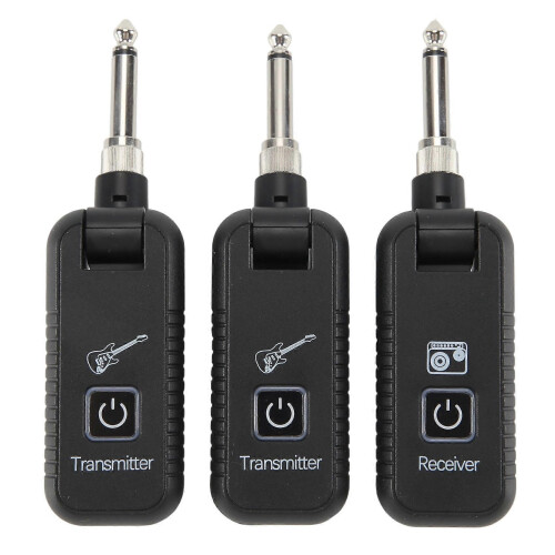 (Black, 1 To 2) 2,4 GHz oppladbar trådløs gitarsystem sender/mottaker 1 til 1 2